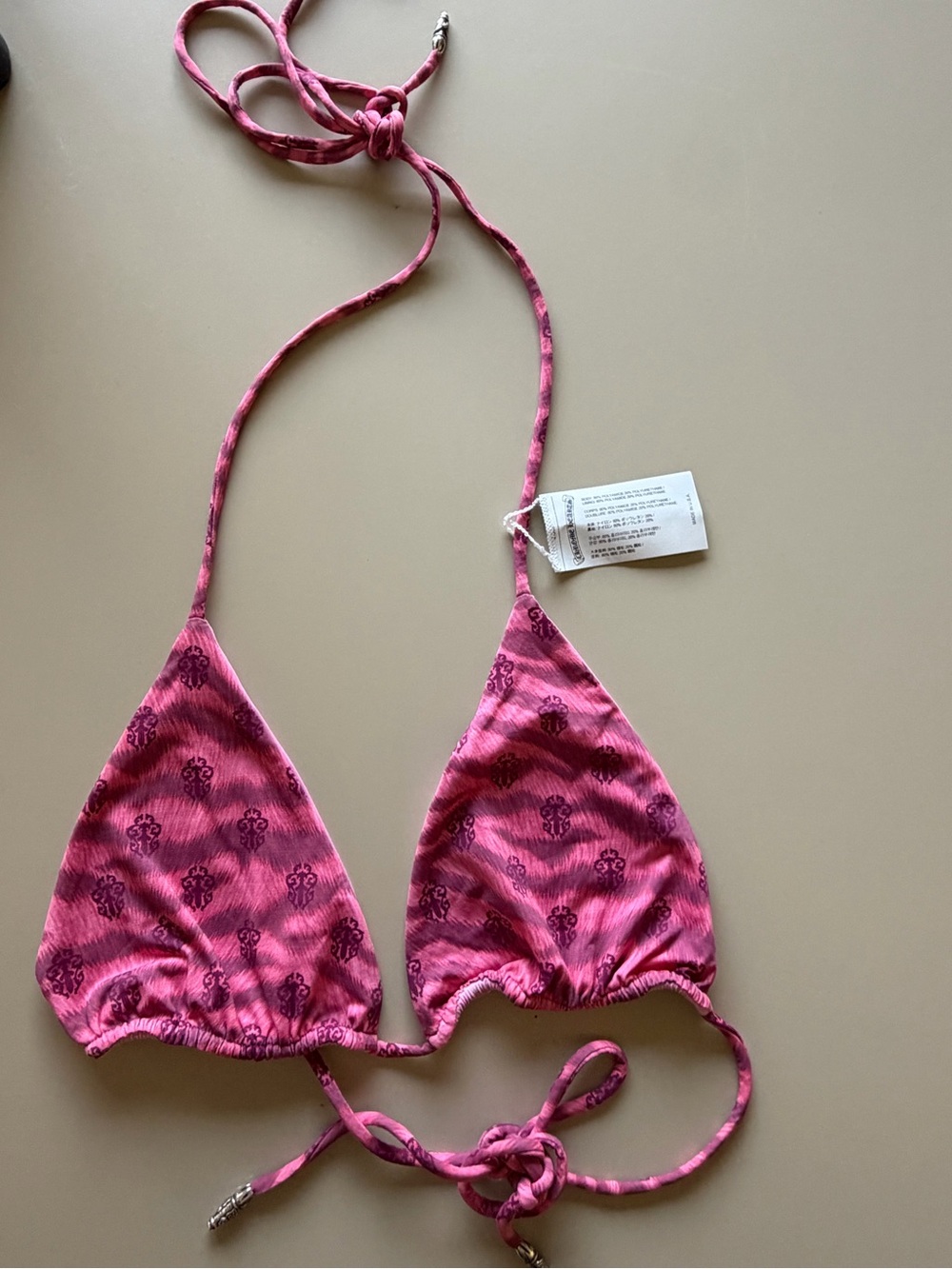 Chrome hearts Pink Floral Triangle Bikini Top - Women's Intimates